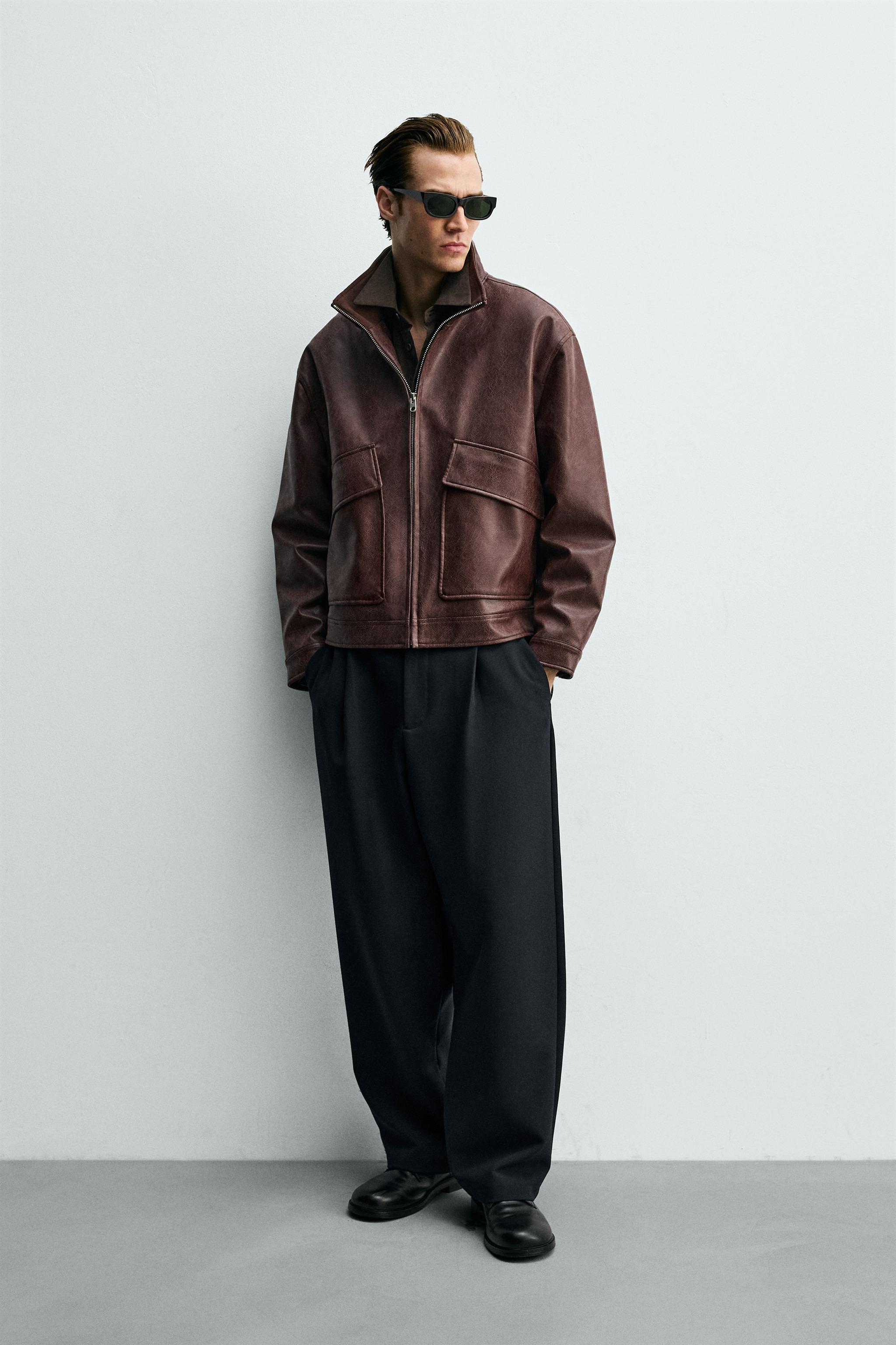 WASHED FAUX LEATHER JACKET